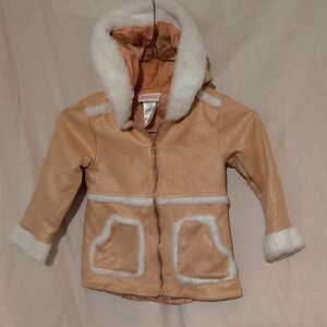 Little Lass rose gold Zip Up faux fur girls 2T Jacket